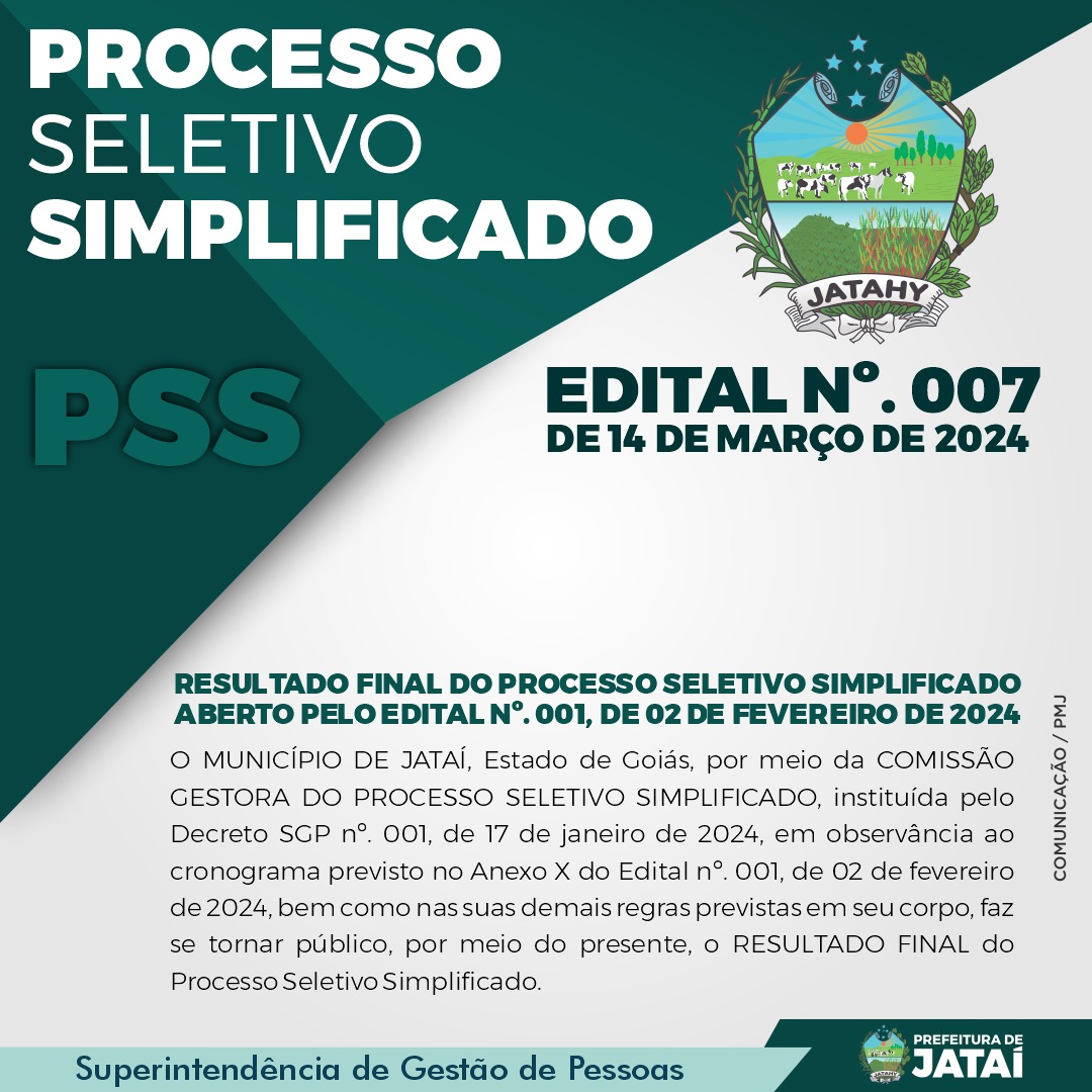 Edital n. 007, de 14 de Março de 2024