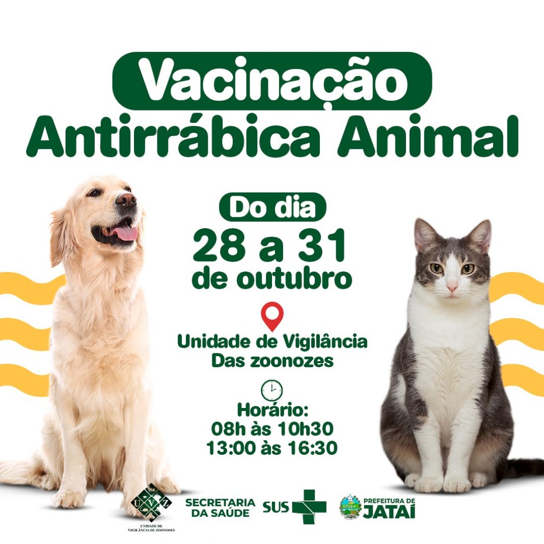Última Semana da Campanha de Vacinação Antirrábica: Vacine seu Animal até 31 de outubro. | Prefeitura de Jataí