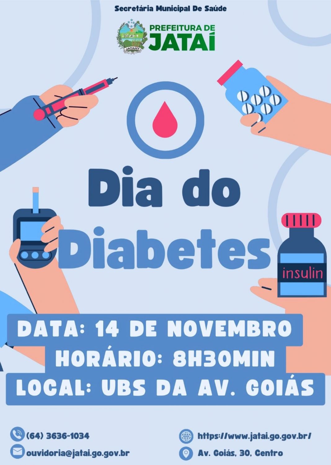 Prefeitura vai realizar ação em comemoração ao Dia Mundial do Diabetes | Prefeitura de Jataí