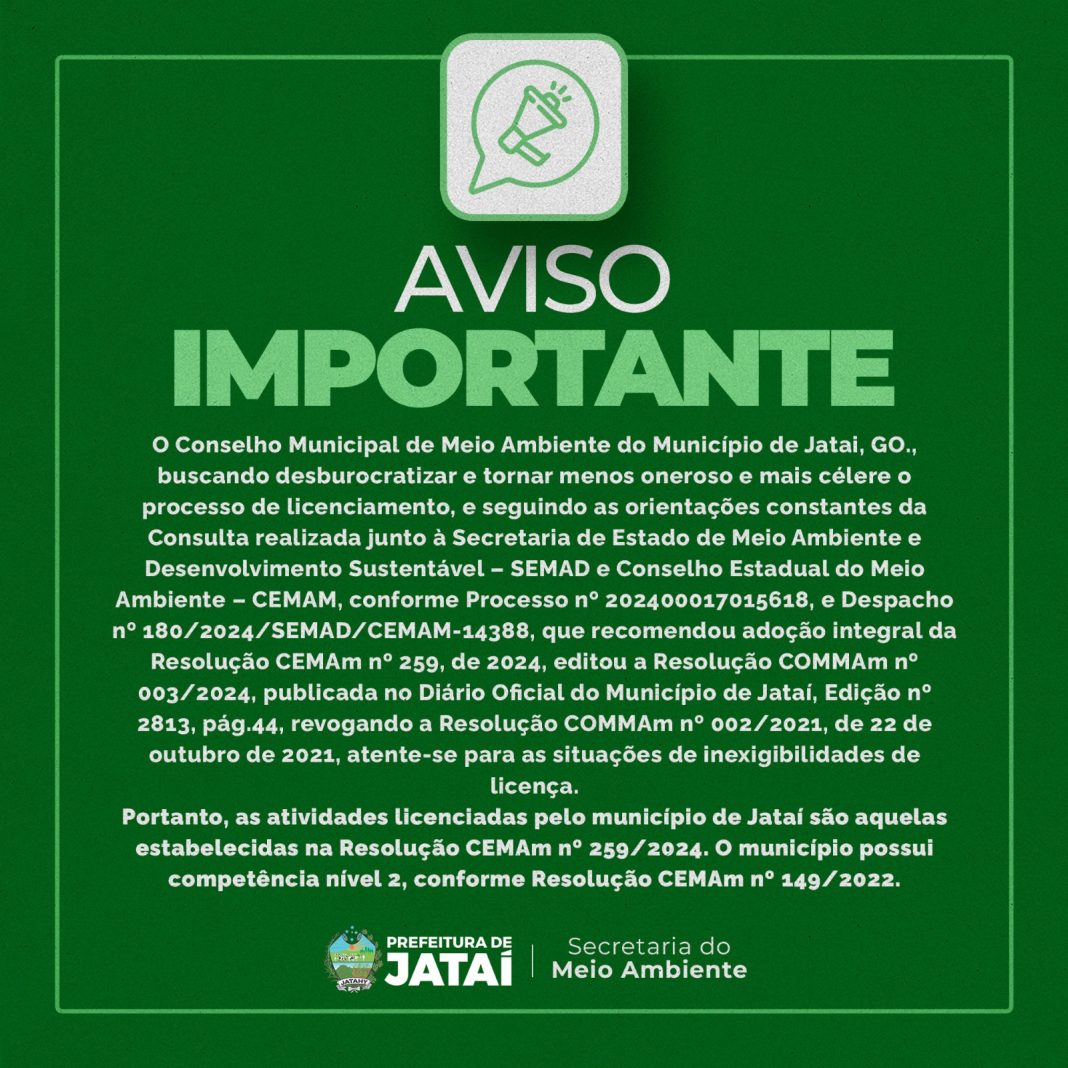 ATENÇÃO: AVISO IMPORTANTE | Prefeitura de Jataí