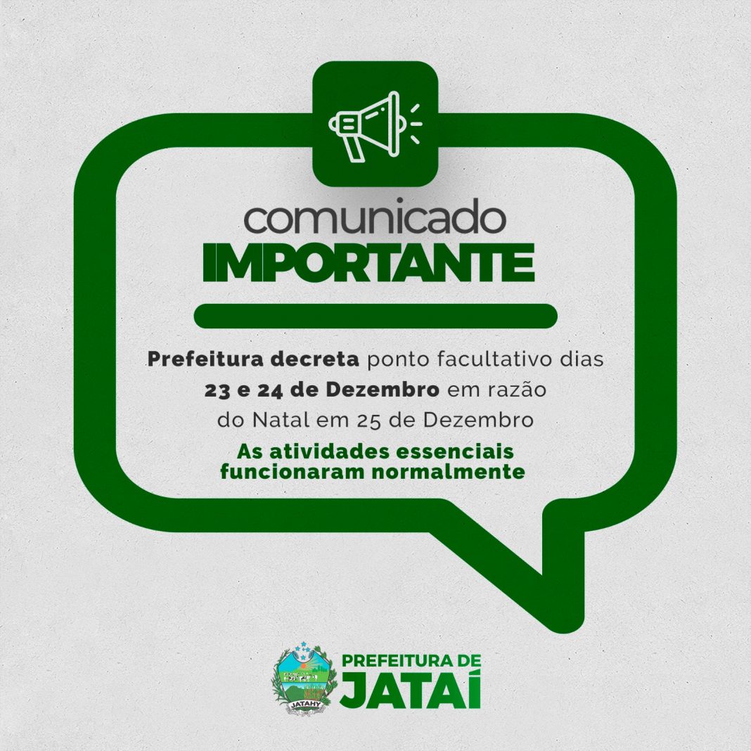 Prefeitura decreta ponto facultativo para o Natal | Prefeitura de Jataí
