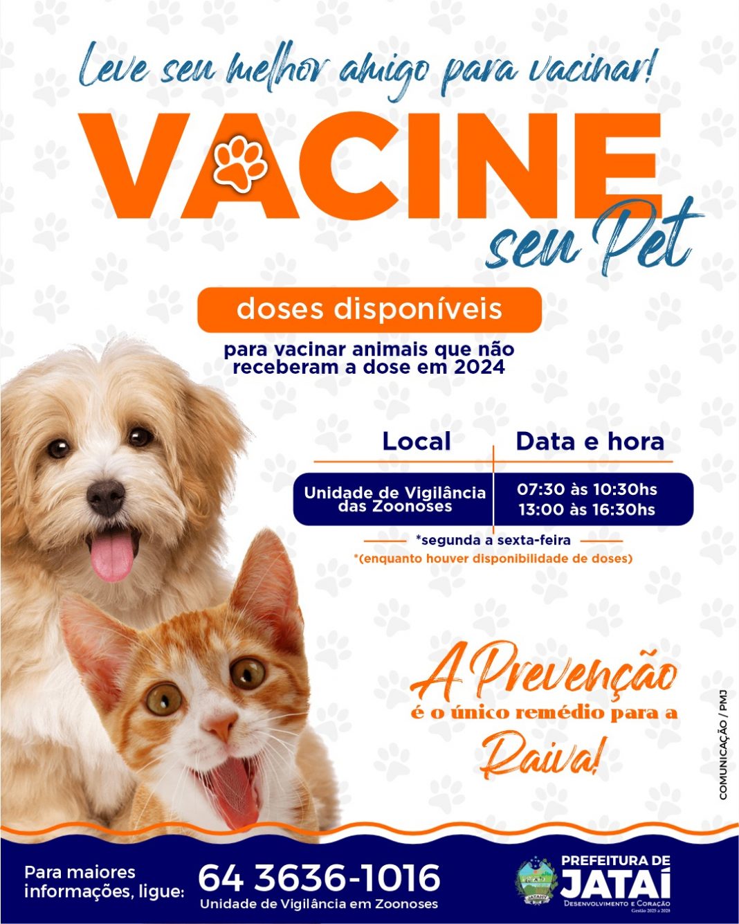 Vacinação Antirrábica Continua na UVZ! | Prefeitura de Jataí