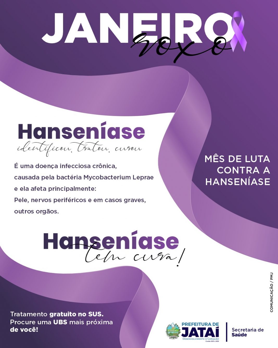 JANEIRO ROXO: SAÚDE REALIZA AÇÕES DE CONCIENTIZAÇÃO E COMBATE À HANSENÍASE EM JATAÍ | Prefeitura de Jataí