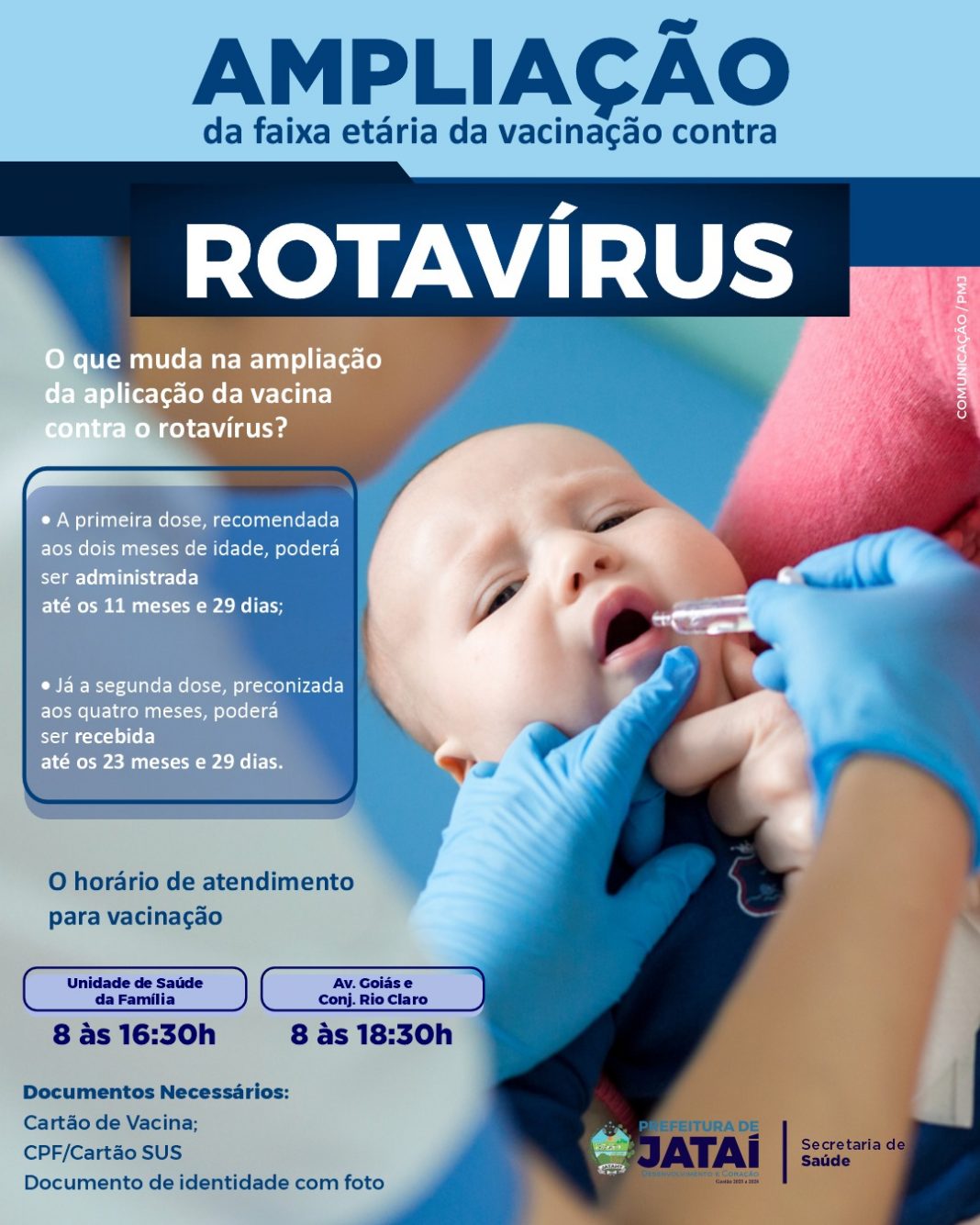 Ampliação da aplicação da vacina Contra Rotavírus em Jataí | Prefeitura de Jataí